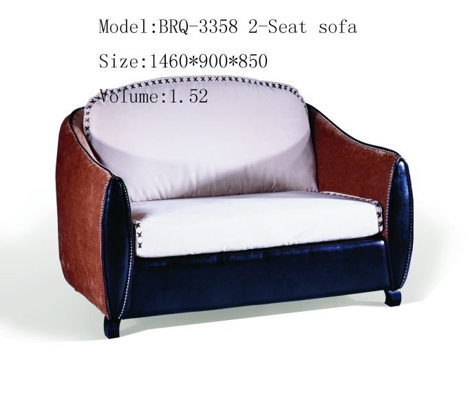 CANAPEA 2 LOCURI SATIN SI MATASE, INSERTII DE PIELE - BRQ-3358